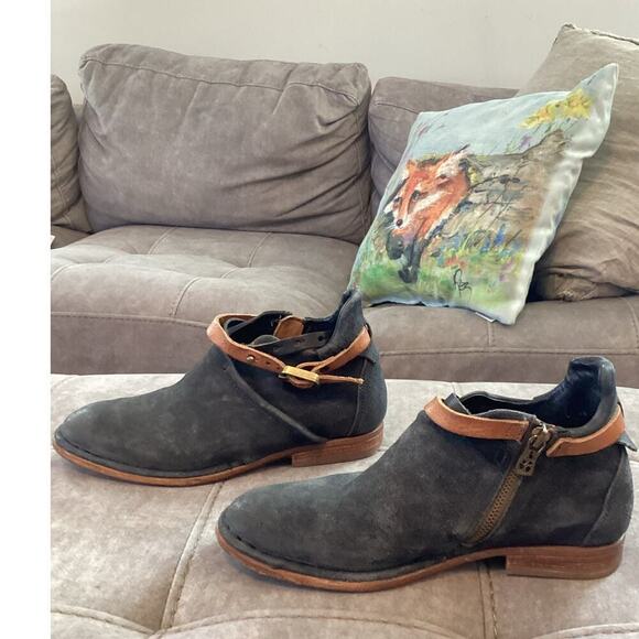 A.S.98 Felix Flat Boot Ankle Bootie Grey Free People Boho Leather US 7.5 8 EU 38 - Picture 9 of 13